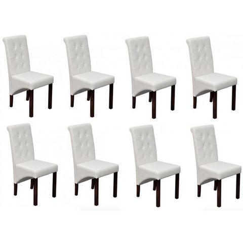 WHITE LABEL - Sedia-WHITE LABEL-8 Chaises de salle a manger blanches