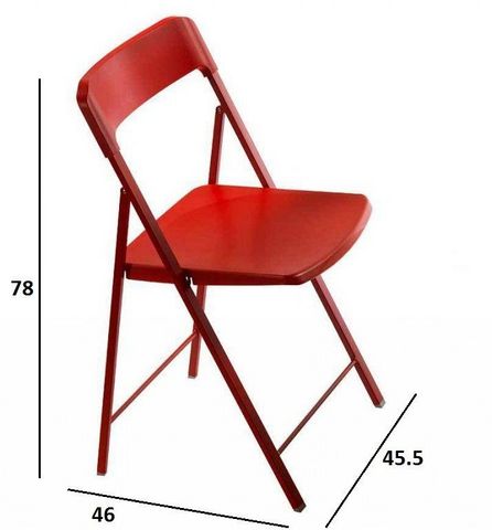 WHITE LABEL - Sedia pieghevole-WHITE LABEL-Lot de 2 chaises pliantes KULLY en plastique rouge
