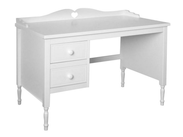 WHITE LABEL - Scrivania bambino-WHITE LABEL-Bureau enfant design rustique à 2 tiroirs blanc