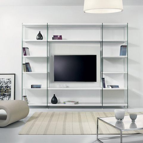 WHITE LABEL - Mobile TV & HiFi-WHITE LABEL-Composition murale tv BABYLONE blanc céruse